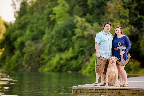 couple-and-dog-on-dock, Syracuse-engagement-photography