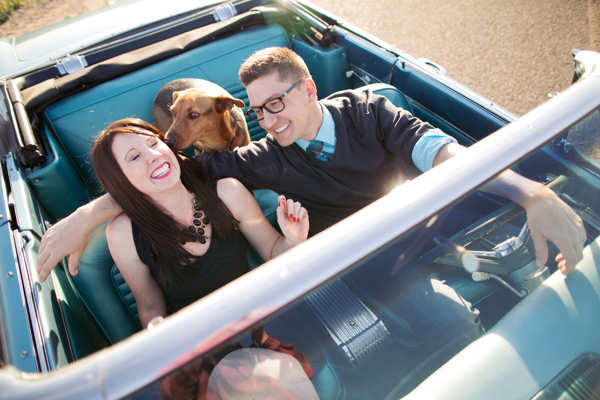 © Melissa Jill Photography | Daily Dog Tag | couple-and-dog-in-vintage-convertible