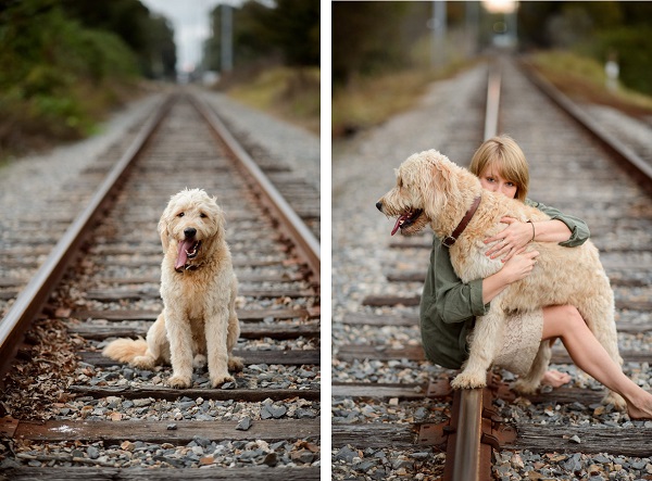 © Eye Wander Photo | dog and woman on railroad tracks, best friends forever