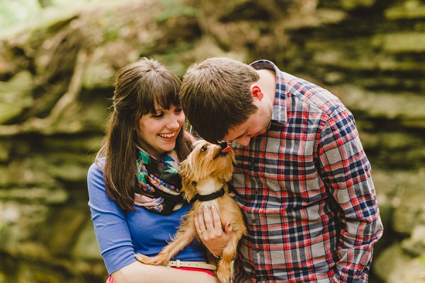 © Maria Sharp Photography | A fall Cuyahoga Valley National Park engagement session, lifestyle-dog-photography, Dorkie