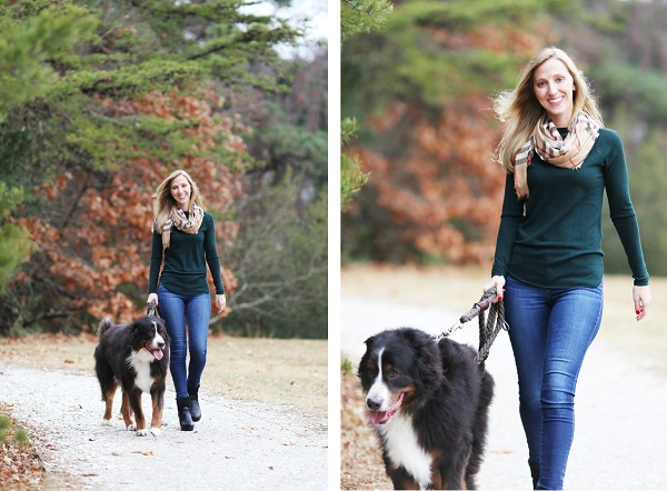 © Lindsay Collette Photography | lifestyle pet photography, woman walking Bernese Mountain Dog