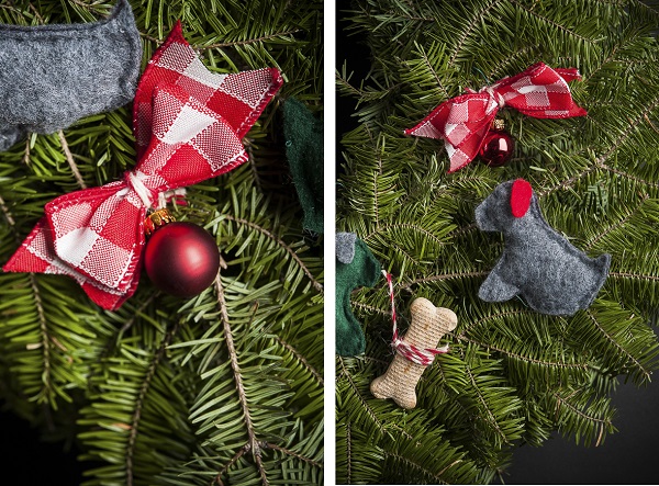 dog lover wreath, DIY dog project, felt ornaments