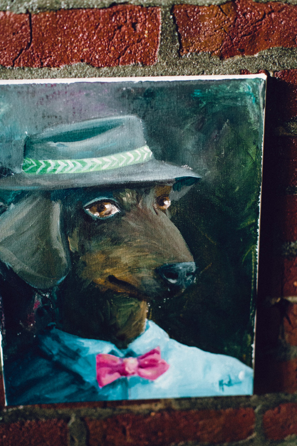 Doxie in Fedora painting, 
