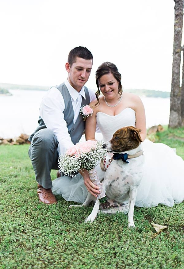 dog smelling wedding bouquet, wedding photos with handsome dog in bow tie, perfect mix breed dog