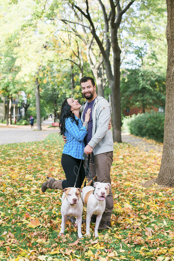 engagement photos with dogs, fall engagement session