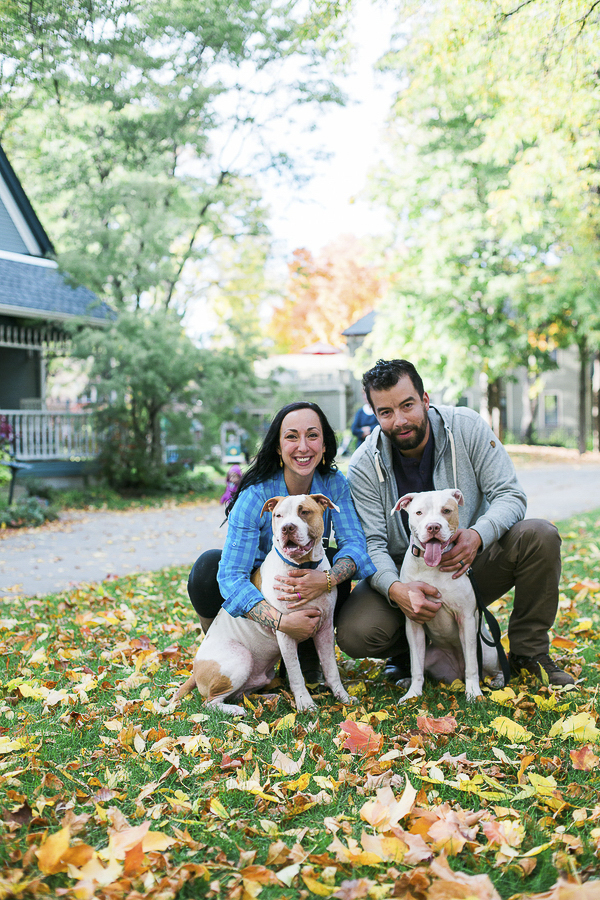 couple and dogs, fall engagement photos