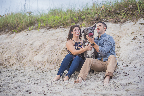 beach engagement photos, how to include your dog in engagement pictures