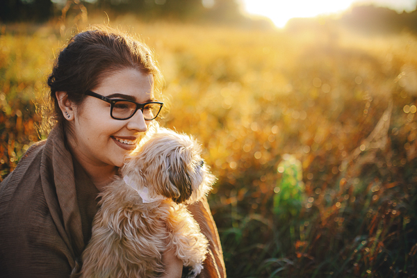 girl and her dog, sunrise lifestyle dog photography