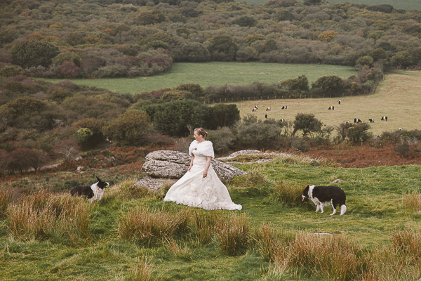 bride, dogs, gorgeous country side, 