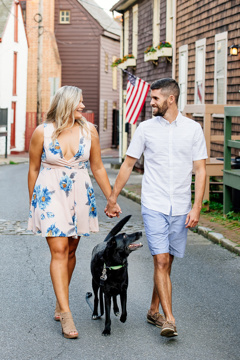 engagement photos with a black lab mix | ©Rachel Smith Photography, Annapolis, MD