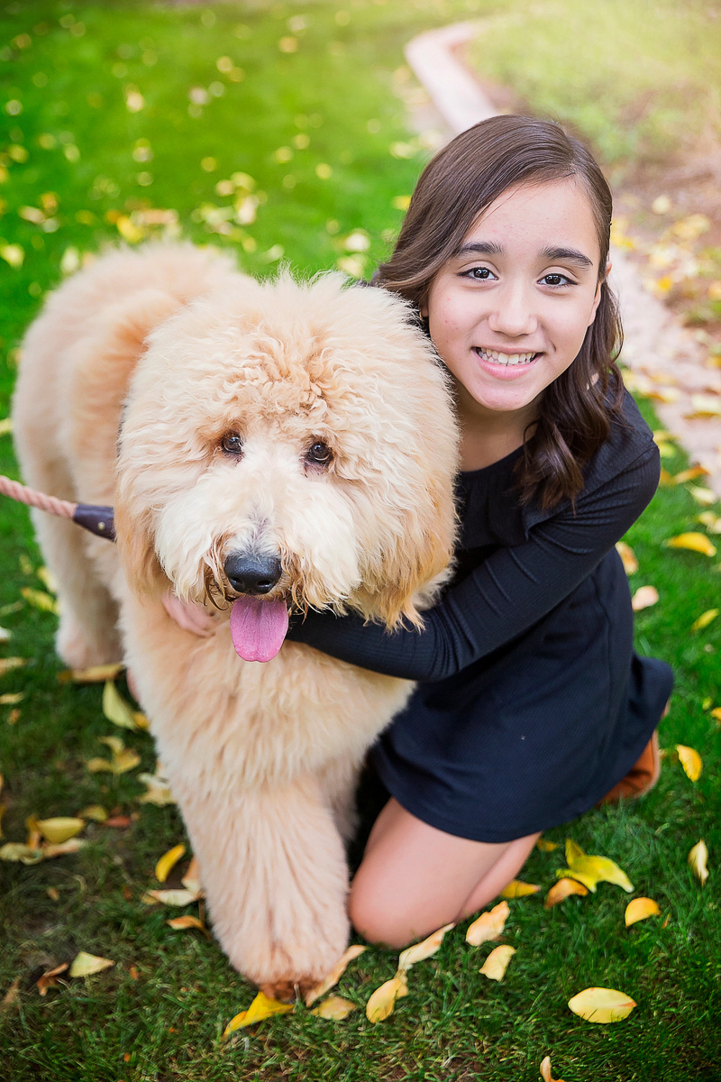 girl and her dog, Goldendoodle, ©Laura Gordillo Photography | people and their pets, Phoenix, AZ